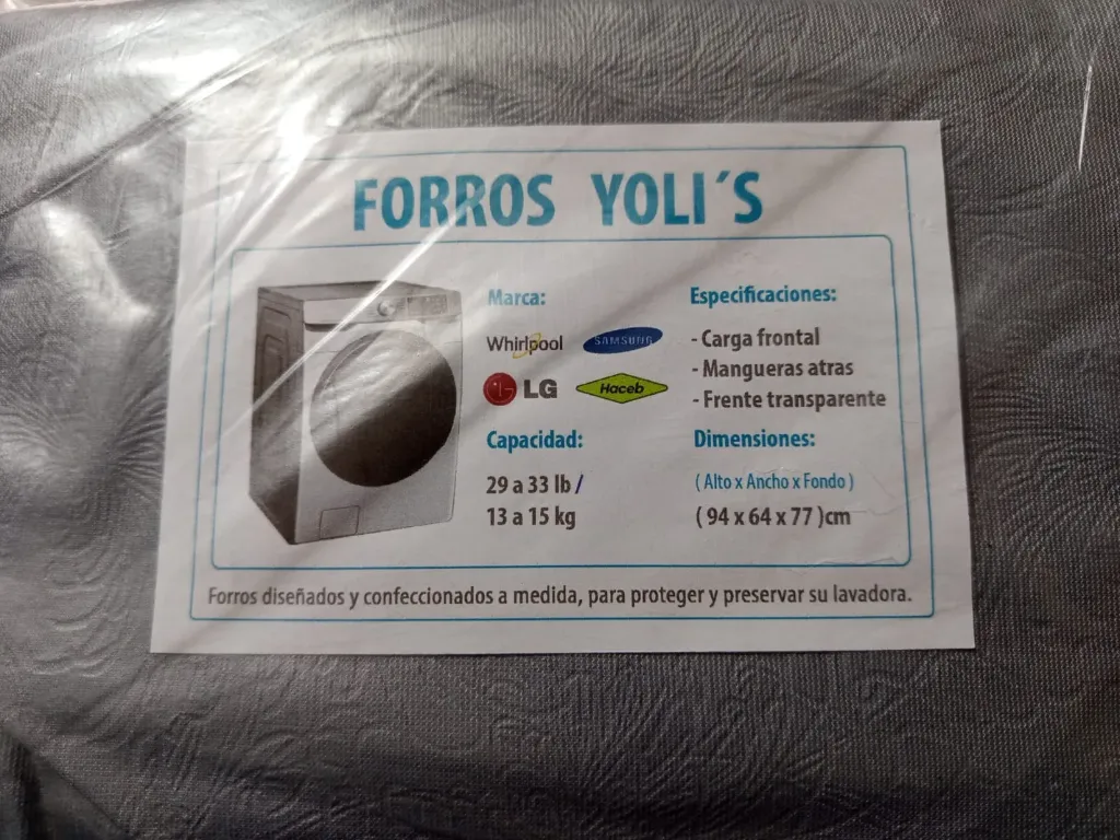 FORRO GRIS MANGUERA ATRAS FRENTE TRANSPARENTE 29-33LB/ 13-15KG (94X64X77) CM LAVADORA CARGA FRONTAL CKD91748