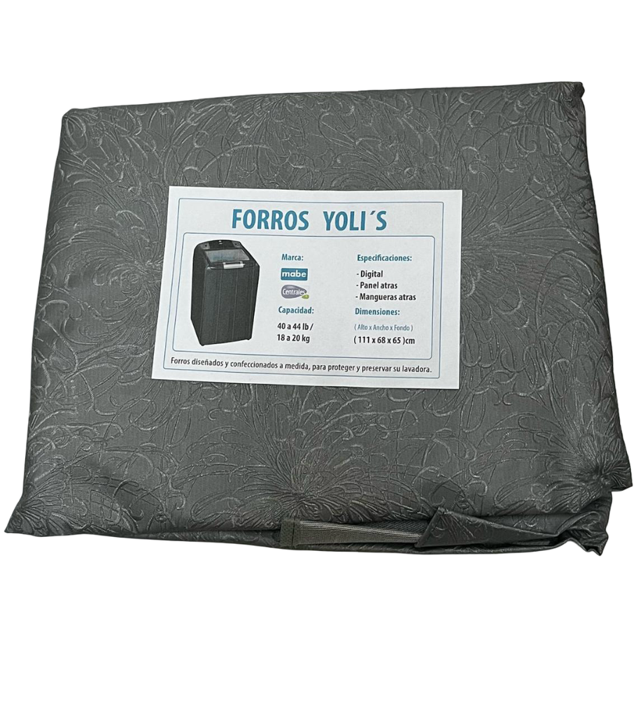 FORRO GRIS DIGITAL PANEL Y MANGUERAS ATRÁS 40-44LB 18-20KG (111X68X65) CM LAVADORA MABE CENTRALES CKD90418